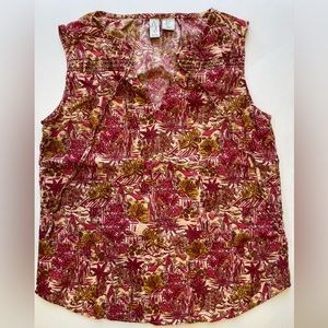 Joie Linen blend Vneck sleeveless island theme top blouse size Small
